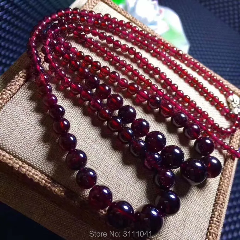 

4-12mm red garnet round 18inch necklace FPPJ wholesale nature gemstone