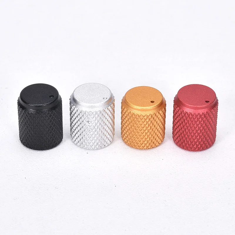 5pcs Diameter: 12mm Height: 15mm Aluminum Knurled Volume Potentiometer Knob Black/Silver/Red/Gold