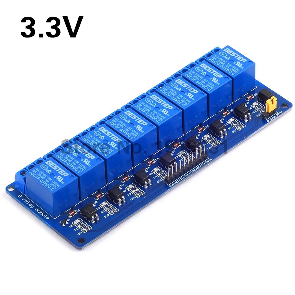 1PCS 3.3V 8 Channel 3V Relay Module Optocoupler Isolation Low Level Trigger Relay Module