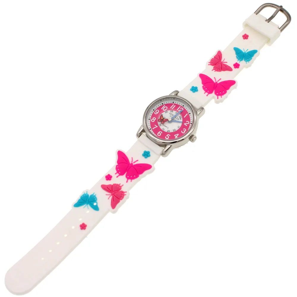 Hot Sale Girls Waterproof 3D Butterfly Watch Cartoon Watch Kids Watches Rubber Quartz Watch Children Hour Reloj Montre Relog