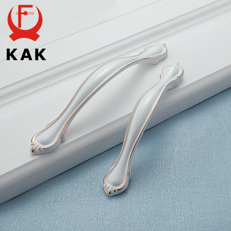 KAK Ivory White Kitchen Cabinet Handles European Style Cupboard Door Pulls Drawer Knobs Fashion Solid Furniture Handle Hardware
