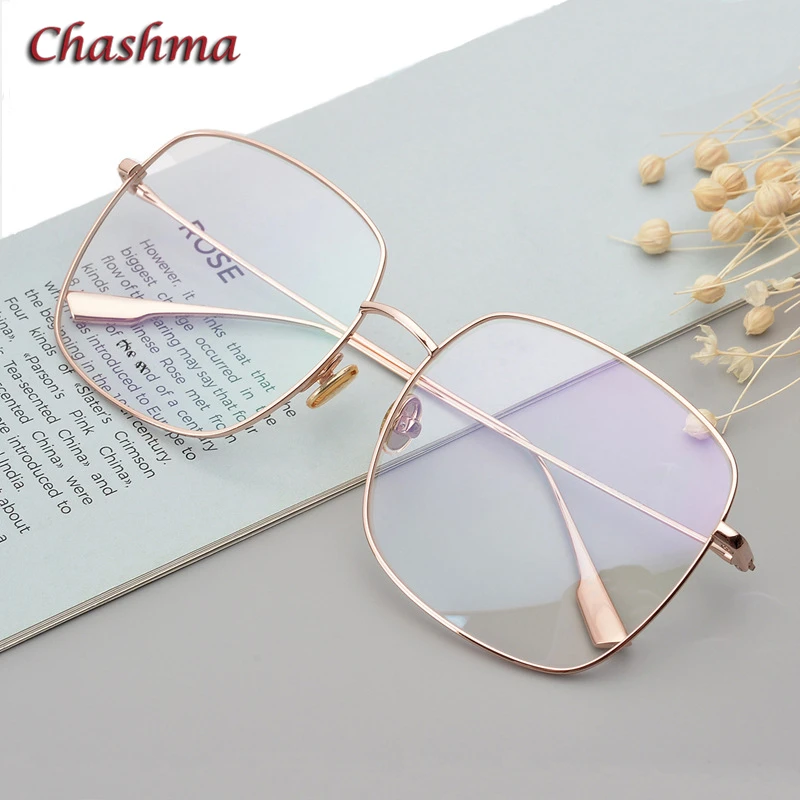 Large Circle Titanium Frame Women Eyeglasses Oversize Glasses Frame for Men Fashion Korea Designer Light Optical Spectacles Gold