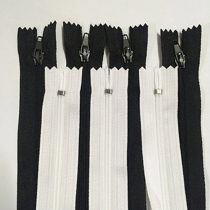 

100pcs (16 Inch) 40cm Black & White Nylon Coil Zippers Tailor Sewer Craft Crafter's &FGDQRS #3 close End