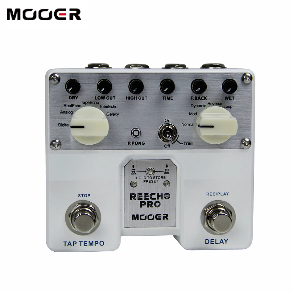 

MOOER Reecho Pro Digital гитарные педали с эффектом Delay Twin Footswitch с 6 эффектами задержки, циклическая запись (20 секунд) функция