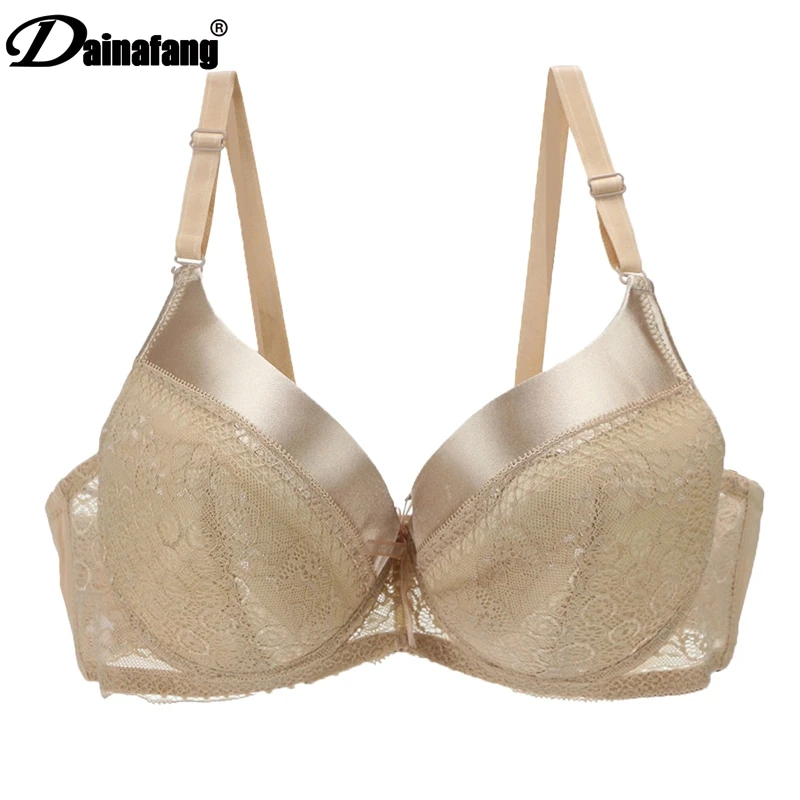 DaiNaFang Brand BCDE Cup Large Size Bras Back Closure Womens Underwear  Bow Push Up Sexy Lady Female Lingerie Brassiere