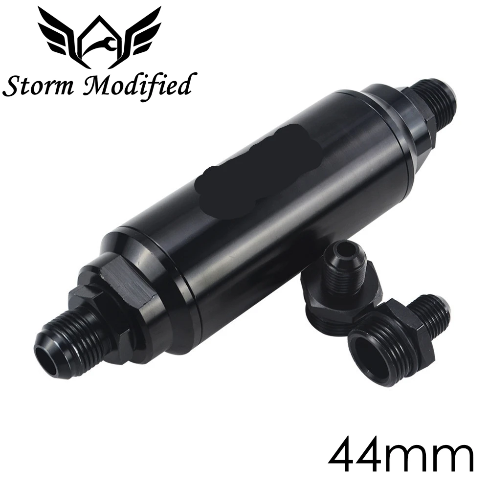 SuTong 44mm Universal Aluminum Alloy Car Fuel Filter Inlet Outlet Filter AN6 AN8 Adaptor Black