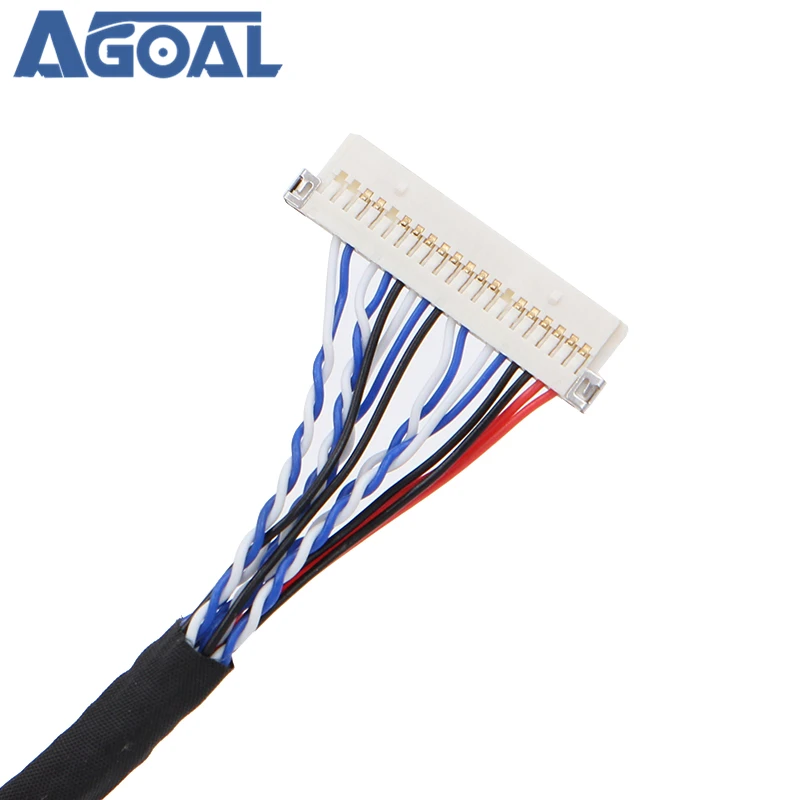 Universal 20Pin DF19-20-D8 1ch Signal 8 Bit LCD Screen Driver Board Line LVDS Screen Cable 1mm pin pitch 250mm