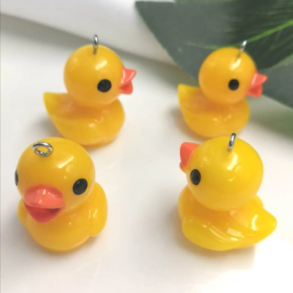 Diy jewelry making 40pcs/lot cute Little yellow duck shape handmade fashion resin earrings charms pendants accessory