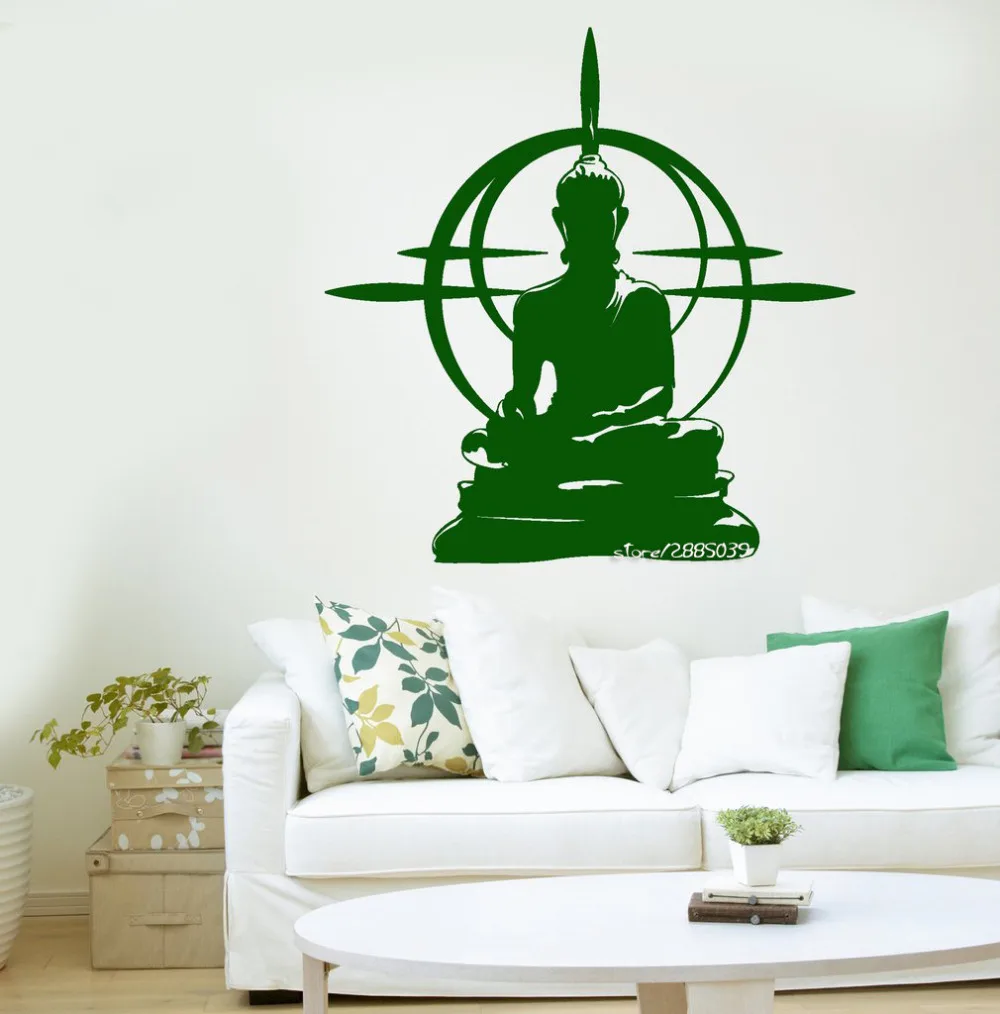 Buddha Vinyl Wall Stickers Removable Wall Decals Chakra Mandala Mantra Chakra Meditation Sticker Decor yoga Room Posters SA811