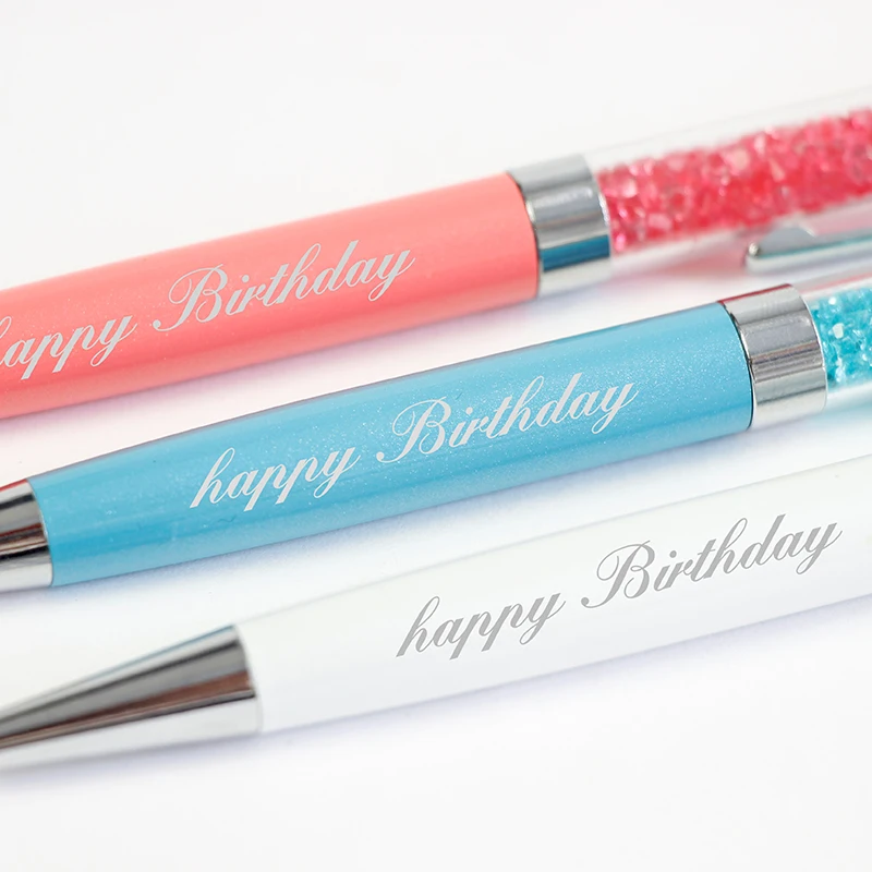 1set Crystal Colorful Metal Ballpoint Pens Creative Advertising Rotating Pen Stationery Gift Pen With Gift Box Laser Custom LOGO