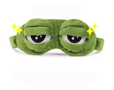 Hirigin New Fashion Kawaii Travel Sleep Eye Mask 3D Sad Frog Padded Shade Cover Sleeping Closed/Open Eye Funny Mask Adult/Kids