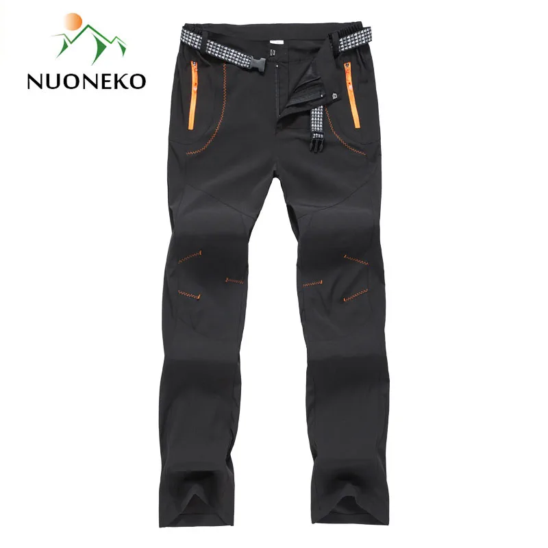 Nuoneko New Men Women Hiking Thin Pants Spring Autumn Outdoor Softshell Trousers Windproof for Camping Trekking Climbing PN22