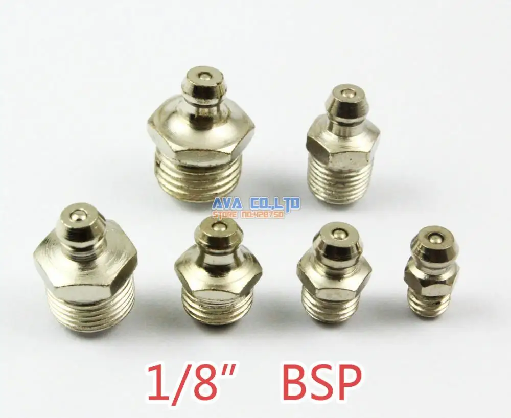 20 Pieces 1/8" BSP Nickel Plated Iron Straight Grease Zerk Grease Nipple Fitting