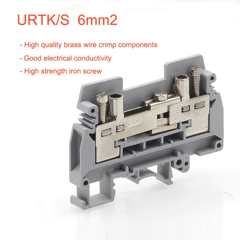 5 Stück URTK/S Strommessklemmenblock URTK6S DIN-Schienenanschluss Schraubklemmenblock für elektrische Leitungen URTKS UK-6S 57A – Detail 3
