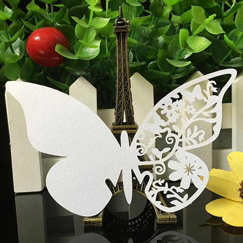 50pcs Laser Cut Butterfly Wine Glass Table Name Place Card Escort Cup Card Party Baby Shower Birthday Wedding Party Decoration