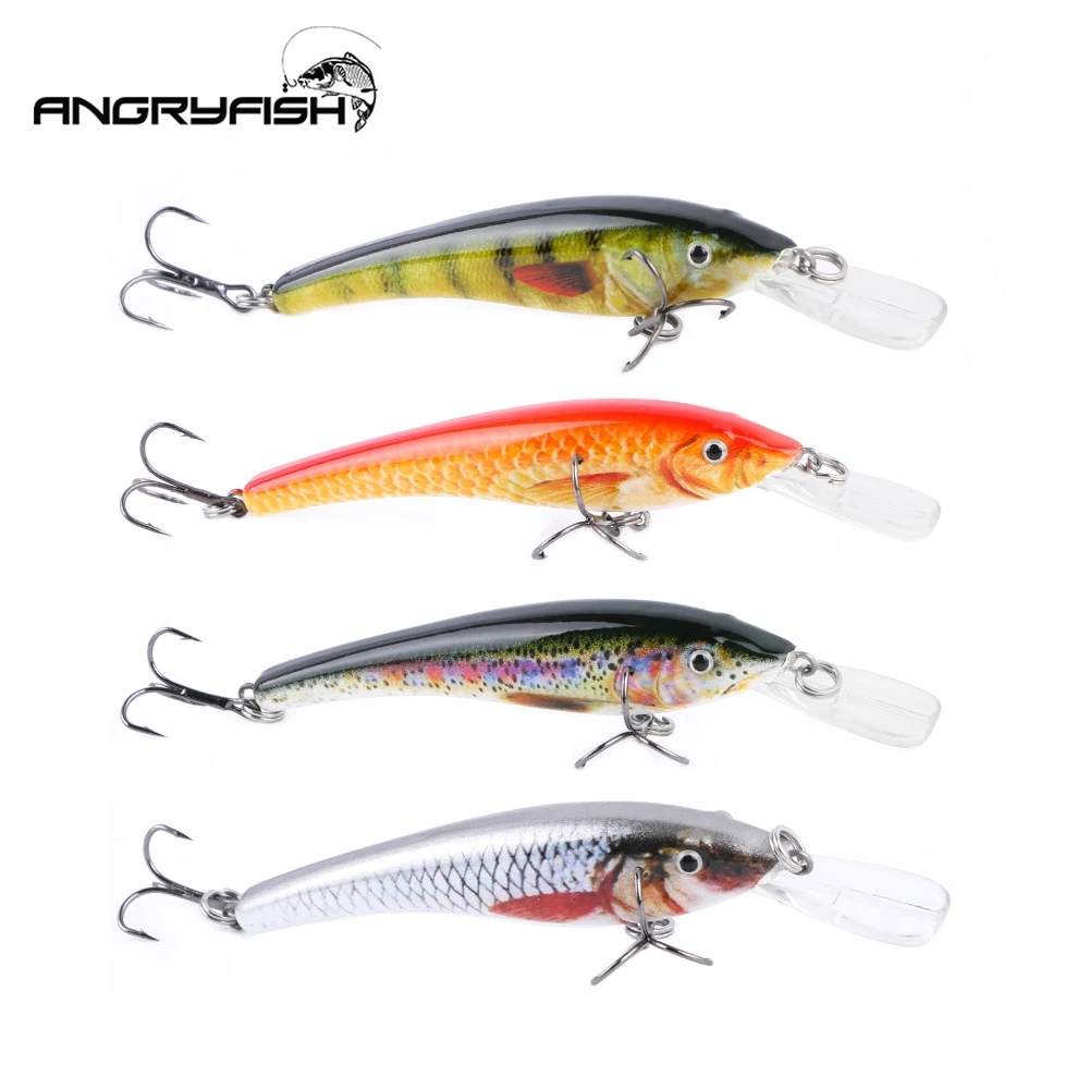 Angryfish NEW 3D Eyes 9.5cm 5.5g Fishing Lure whopper plopper 4 color Lifelike Fishing Hard Lure Crankbait With Strong hook