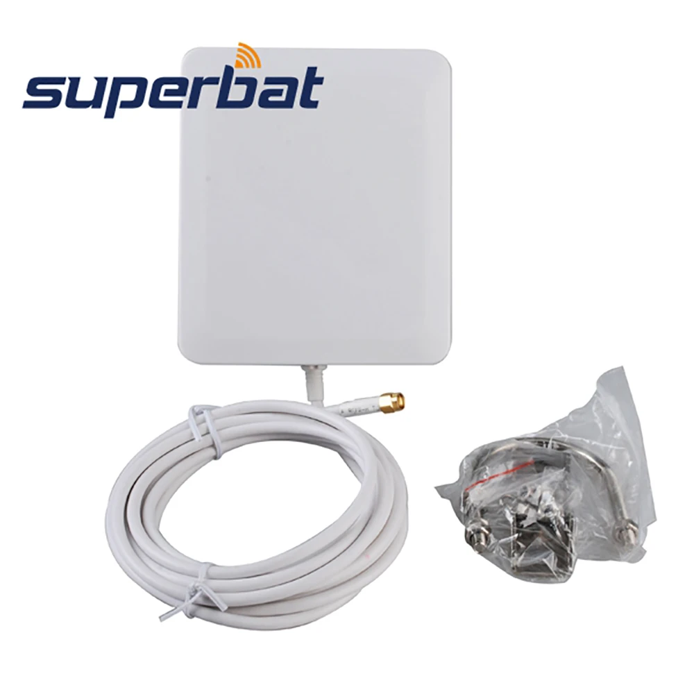 Superbat 10dbi 2300-2700Mhz Signal Booster 4G LTE Antenna 140*120*25mm Aerial Panel Mount RP-SMA Male 3M Cable for Huawei 4G