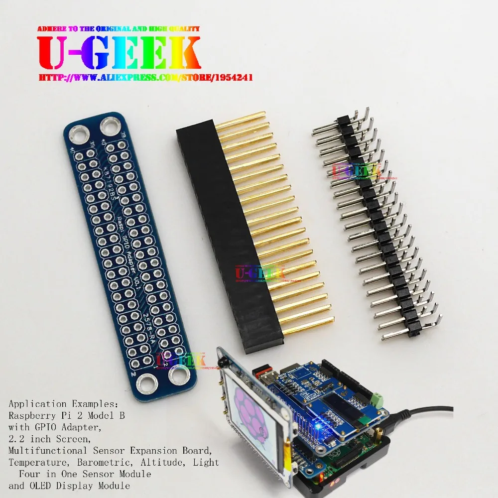 UGEEK adattatore doppio GPIO originale non assemblato/assemblato per Raspberry Pi 4B ,3B,3B +,3A +,2B,A +,B +, Zero | Trasferire GPIO sul davanti