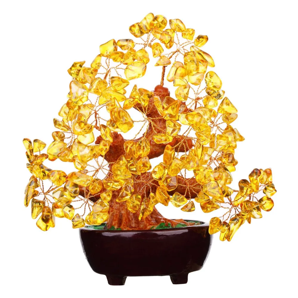 

Feng Shui Natural Citrine Gem Stone Money Tree 7 Inch