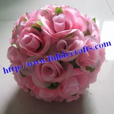 

SPR 20cm pink silk rose flowers ball with green optional-color wedding curtain decoration ,15pcs/lot,more size