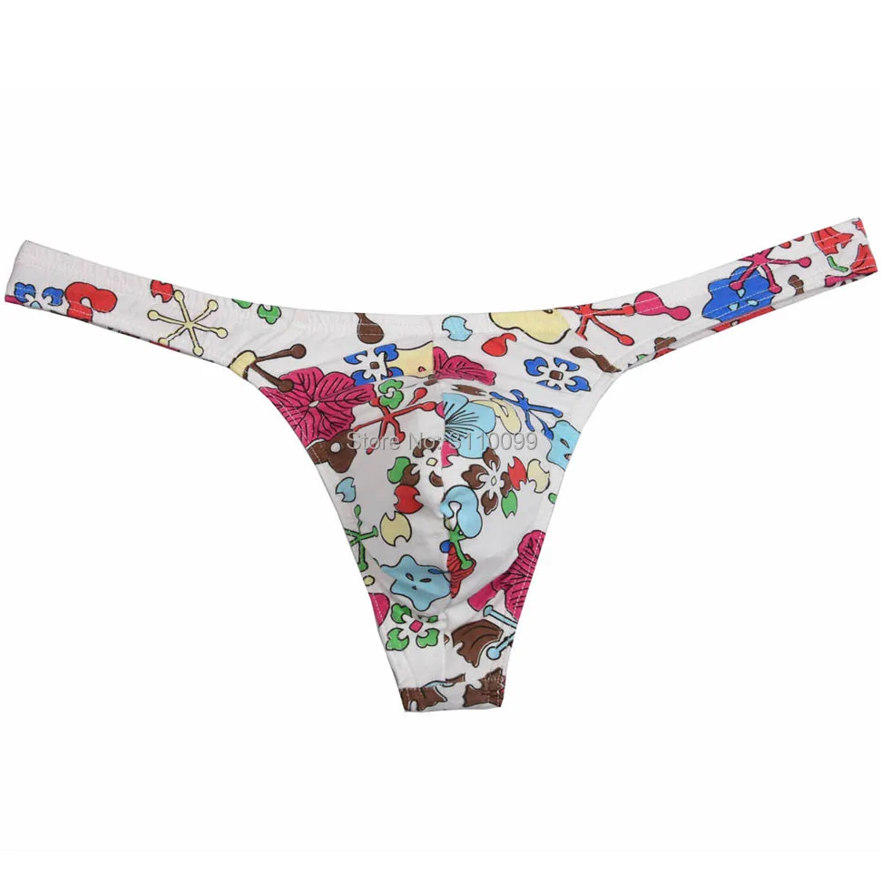 Sexy Flowery Printing Comfy Cotton New Arrival Bikini Men's Thongs&G-Strings Fashion Male Thong Underwear Men Tanga Cool T-Back image 3
