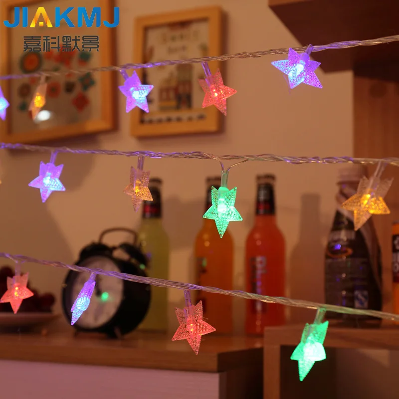 A 10 meter 100 light plug-in model with tail plug LED five-pointed star battery string Christmas wedding decoration starry light