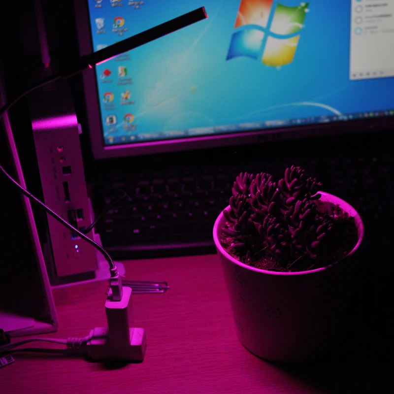 High Power Plant Lamp USB 5v Red and Blue LED Greenhouse Plants Hydroponics Flower Panel 4.8W with Support Hose USB Metal Tube - usage example