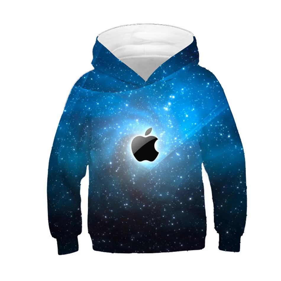 New 2022 Children Hoodies Boy/Girl Blue Galaxy Space Fruit Apple Colorful Paint Brand 3D Sweatshirts Kids Fashion Pullover Tops