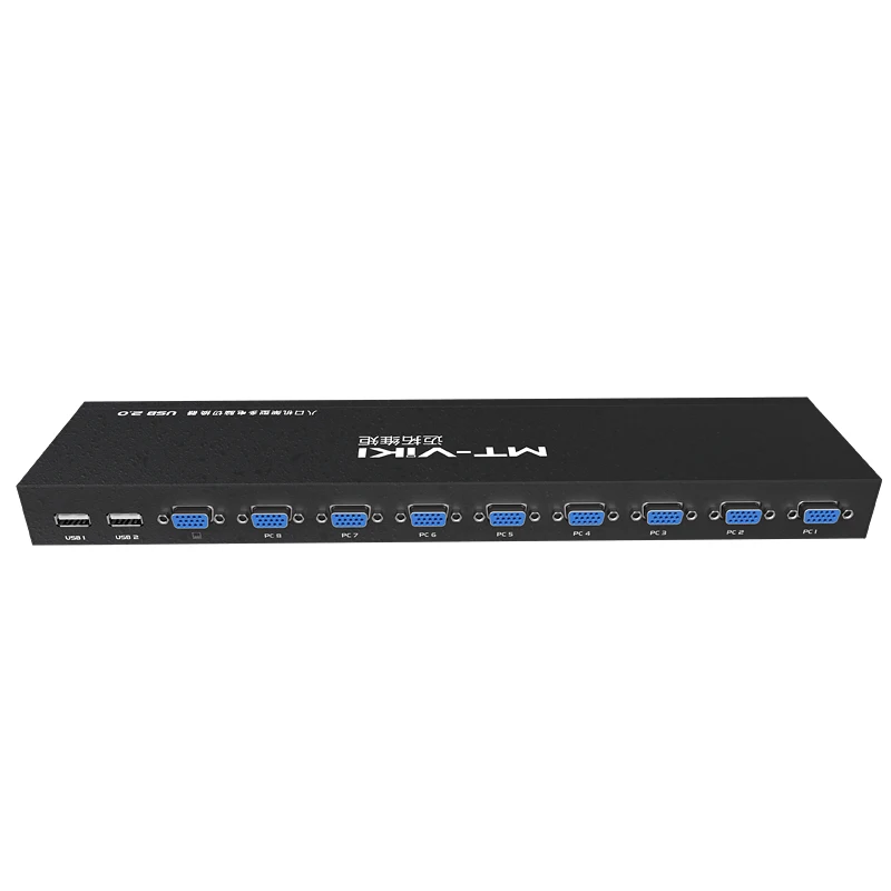 Interruptor KVM inteligente de 8 puertos, pulsador Manual, VGA, USB, alámbrico, conmutador de extensión remota, consola 1U con Cable Original 801UK-L, MT-VIKI