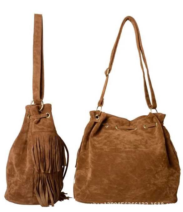 Bolsos 2015 Faux Wildleder Fringe Quaste Frauen Schulter Tasche Messenger Tasche Vintage Stil Mädchen Umhängetasche Mujer Bolso Flecos