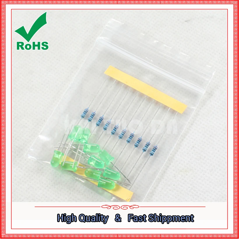 LED Light Test Package Contains 10 LED + 10 Resistors Suitable For Send MCU Entry