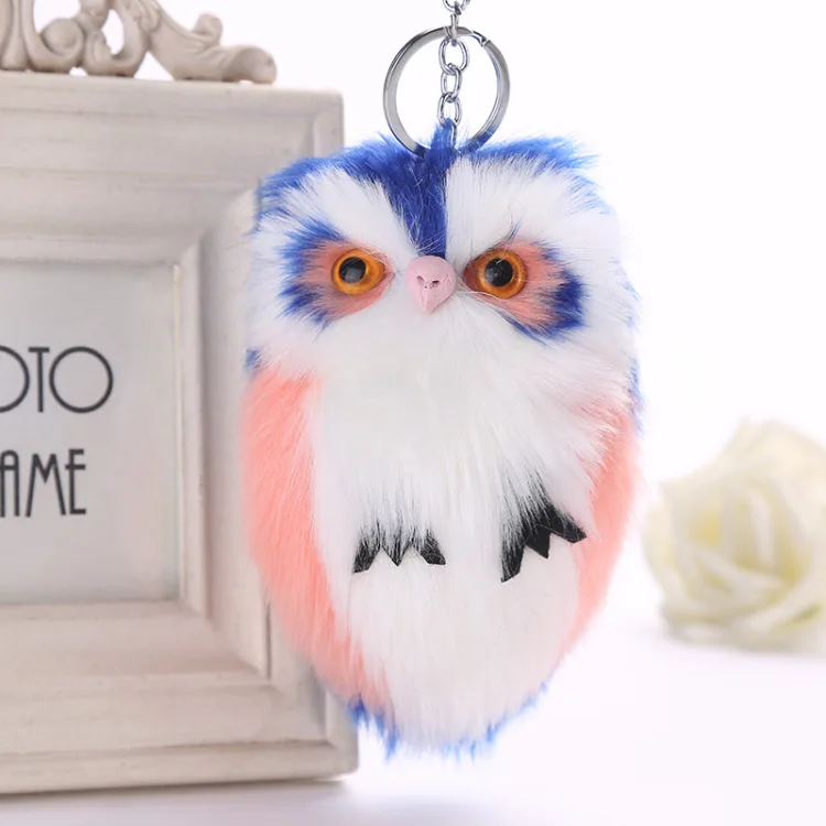 Imitation cony hair Pendants Keychain Lovely animal Owl Car Key Holder Fashion Bag Charm Accessories female Gift Jewelry K1636