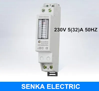 220V/230V 5(32)A 50HZ Single Phase Din Rail Energy Meter Analog Kwh Meter Mechanical Step Register Watt Hour Meter