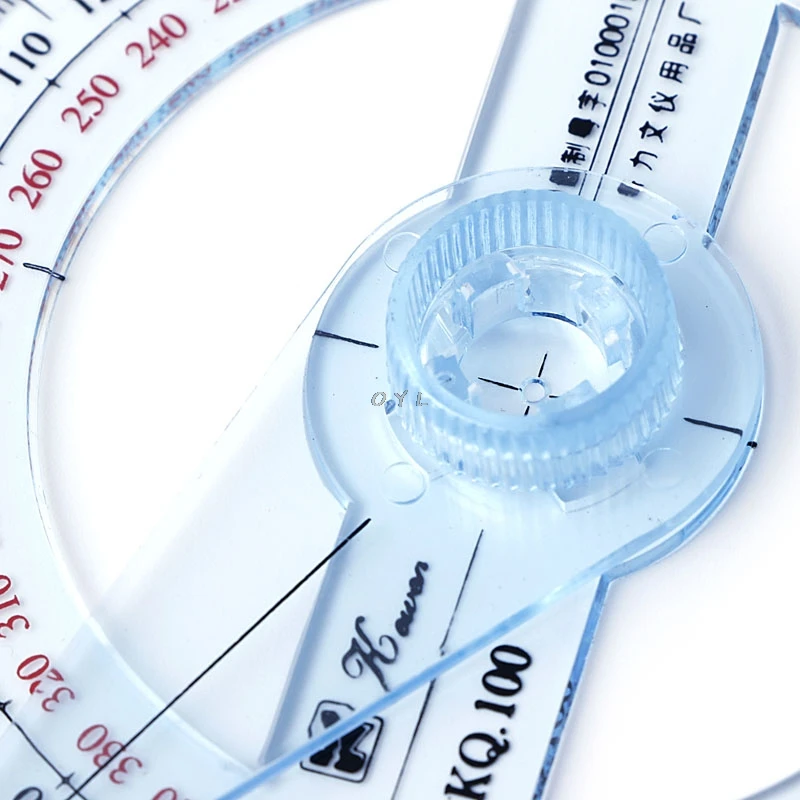 NEW Plastic 360 Degree Protractor Ruler Angle Finder Swing Arm School Office