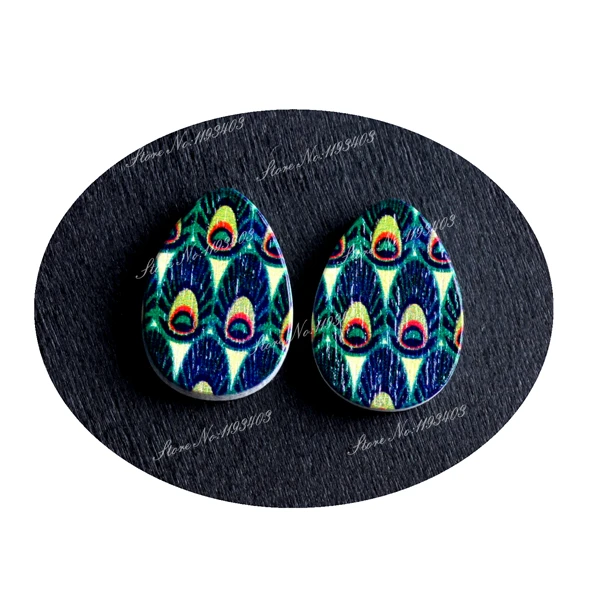 20PCS 18x13mm bird geometry fox flower Tear Image Painted Wooded Laser Cut Cabochon to make Rings Earrings Bobby pin WHH-65-80