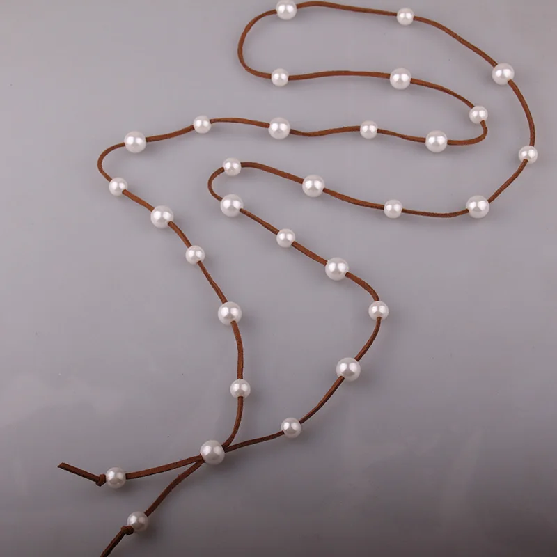 Bohemian Jewelry Pearl Shiny Multi Rope Long Necklace For Women