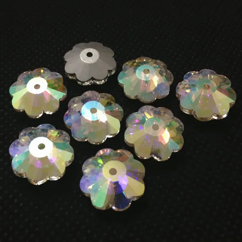 Wholesale Marguerite Lochrose Sew on stone Crystal clear AB Color 8,10,12,14mm Plum flower One Hole sewing Glass Crystals