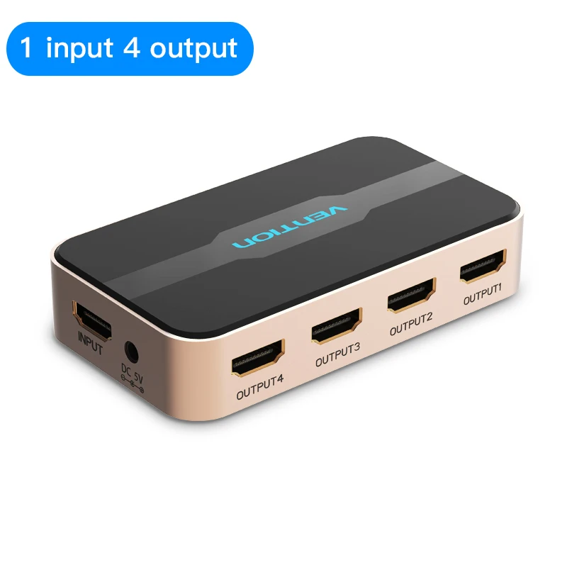 Ventie Hdmi Splitter 1 In 4 Out Hd 4K/30Hz Hdmi Switch Hdmi 1.4 1X2 1X4 Adapter Met Voeding Voor Xbox PS4 Tv Hdmi Switcher
