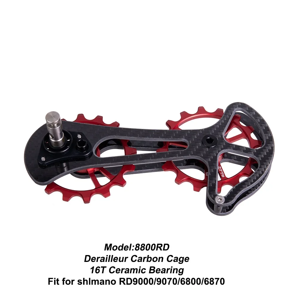 

Road Bike Carbon Fibre Derailleur Cage With 16T Ceramic Jockey Wheel Lower Pulley For Shimano Dura-Ace R6800 6870 9000 9070