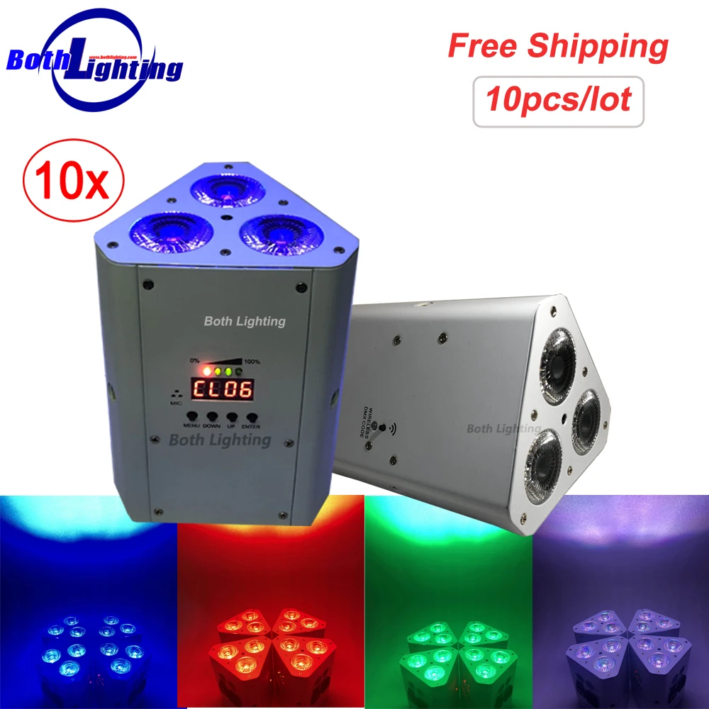 Mini Battery Operated IR Remote DMX LED Par 3x18W RGBWA UV for LED Par Uplighters Stage Light for Wedding Decoration