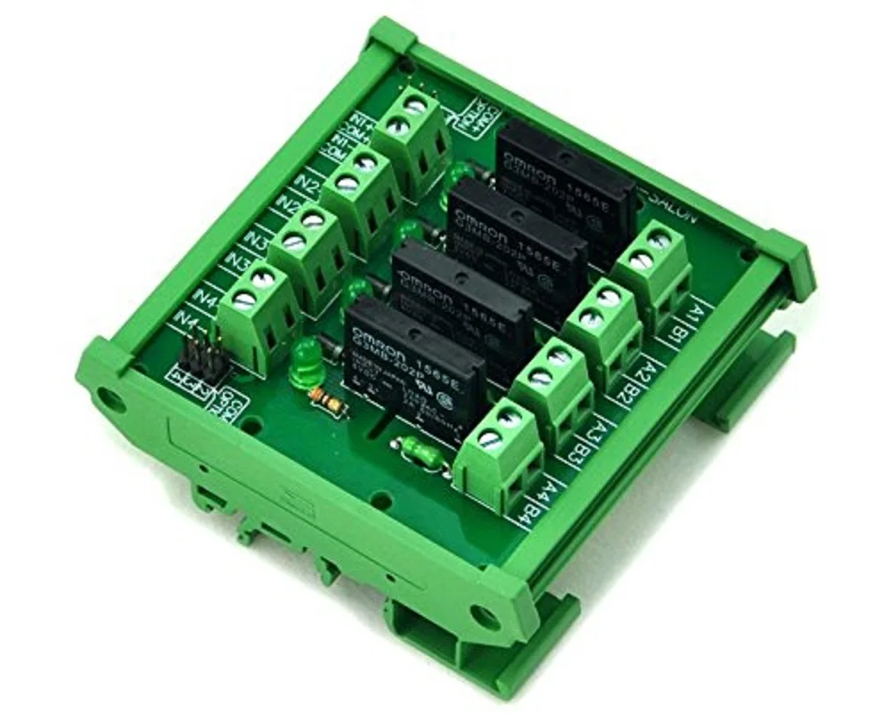 

Electronics-Salon DIN Rail Mount DC5V 4 Channels DC-AC 2Amp G3MB-202P Solid State Relay SSR Module Board.