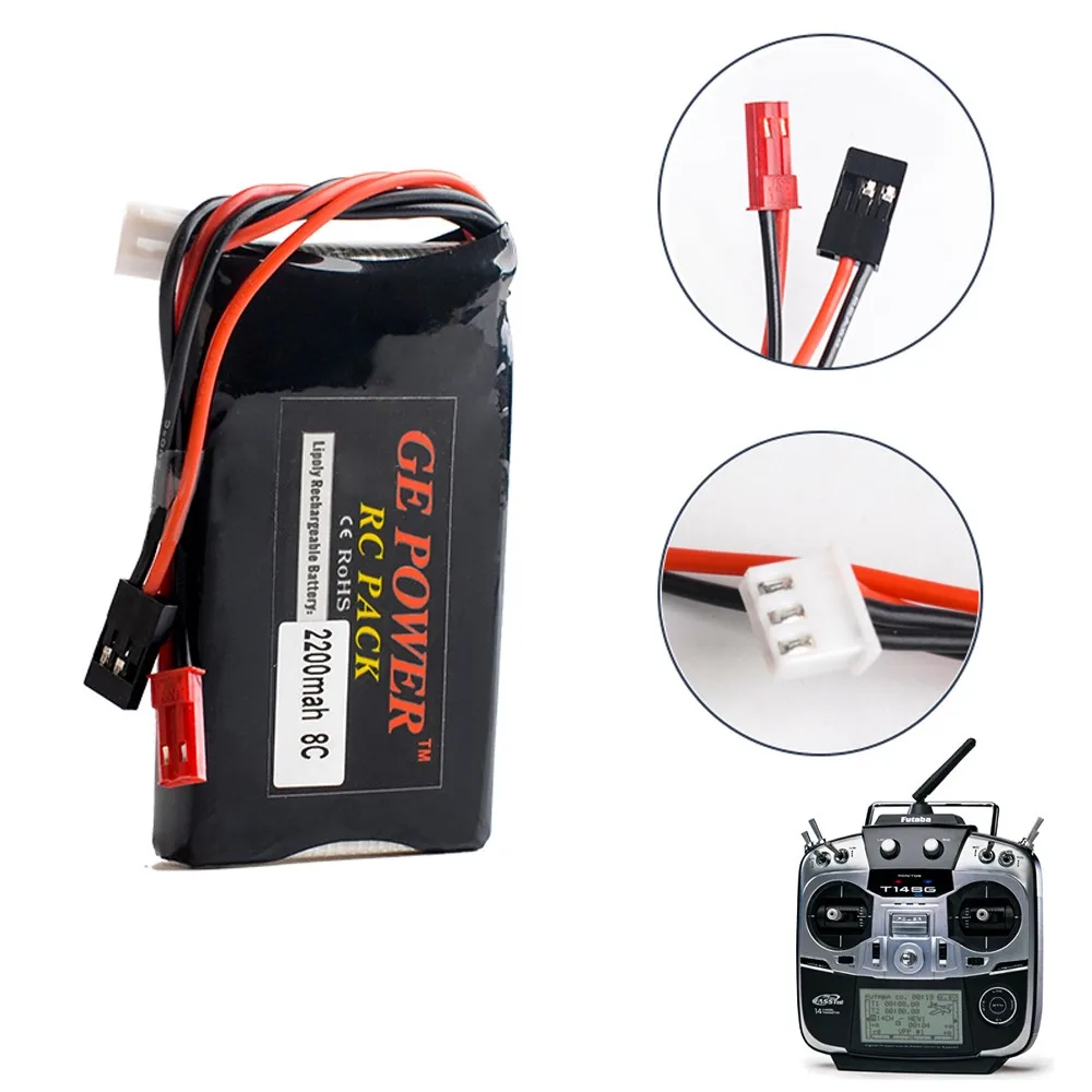 1pcs Li-Polymer 2S 7.4V 2200MAH 8C Lipo Battery For Flysky GT3B T6 / Futaba 14SG 2.4Ghz FASSTest 14ch t10J Transmitter