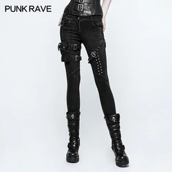 Punk rave New Women tight black rock heavey metal sexy Punk Skinny Jean pants K295