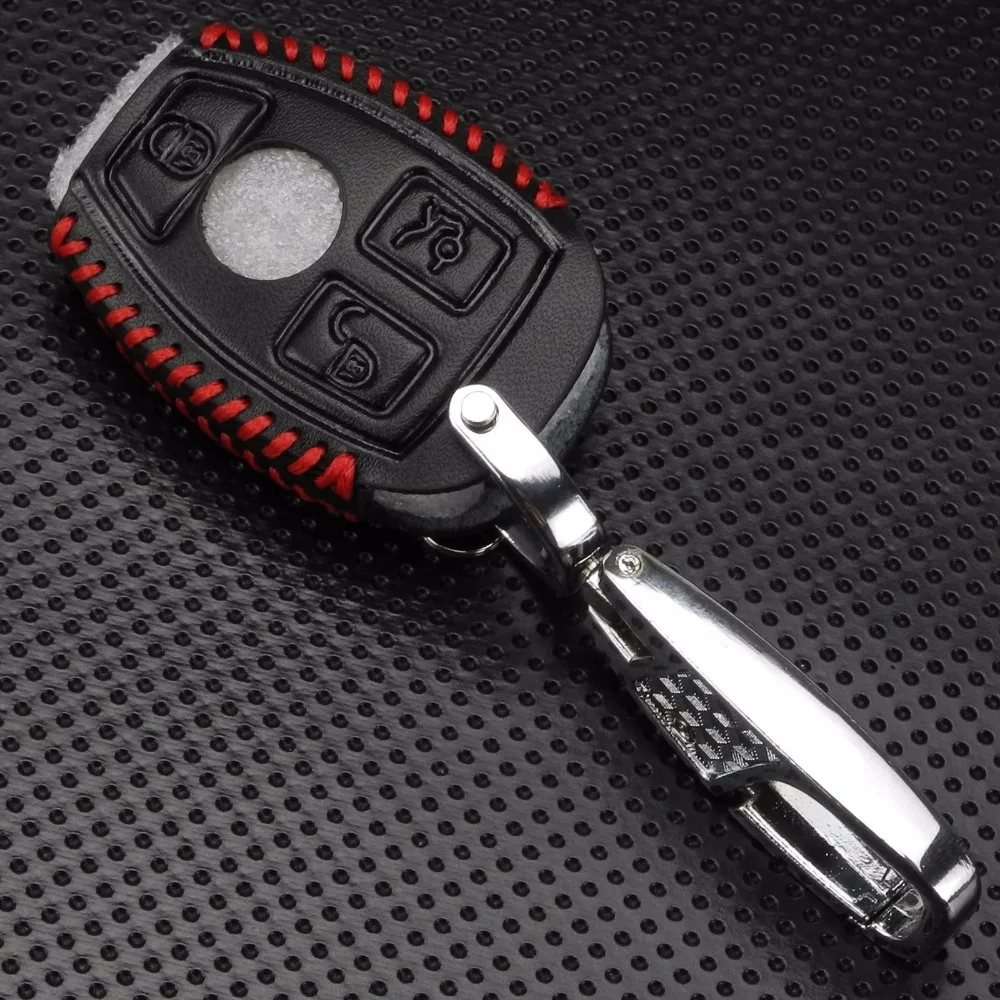 jingyuqin 3B Genuine Leather Men Car Key Bag Case Cover Holder Chain For Mercedes Benz W203 W210 W211 W124 W202 W204 W205 AMG view 4