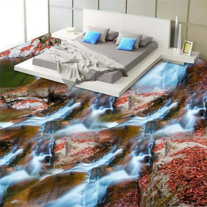 wellyu 3D mountain stream water Creek ground three - dimensional painting custom large - scale murals pvc thick to paste