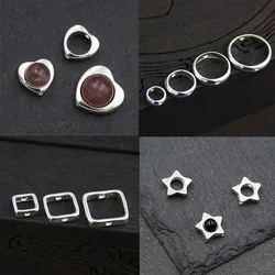 100% 925 Sterling Silver Big Hole Spacer Beads Fit 4-8mm Handmade Decoration Charm Frame Beads DIY Fine Jewelry Making Bracelets