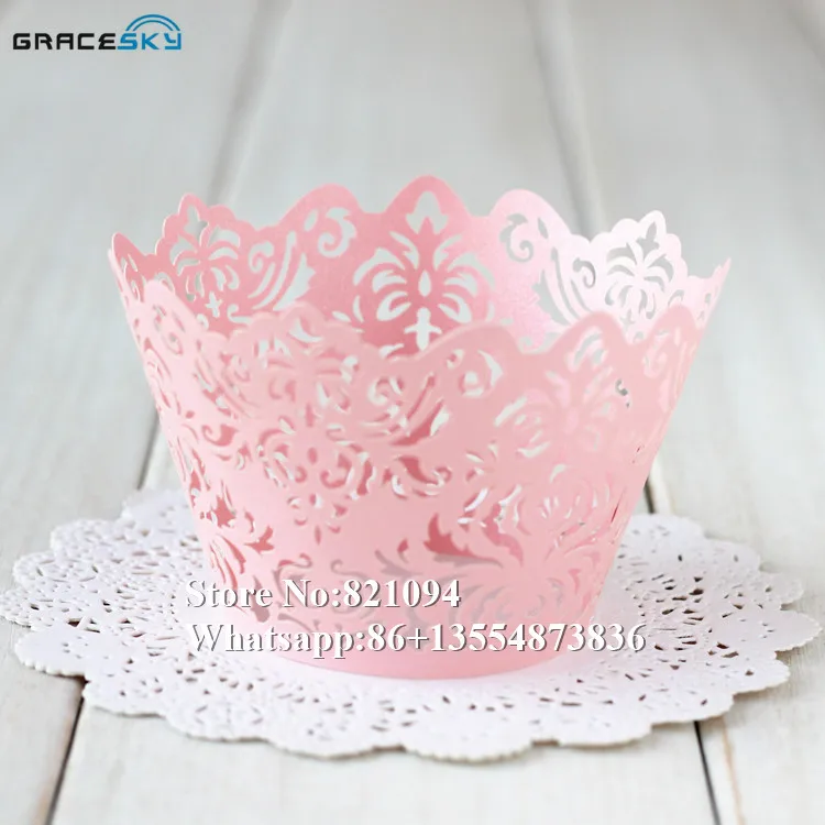 50pcs/lot totem Vine Lace Laser Cut Cupcake Wrapper Liner Baking Cup  Wedding / Birthday Party decoration with 23 colors