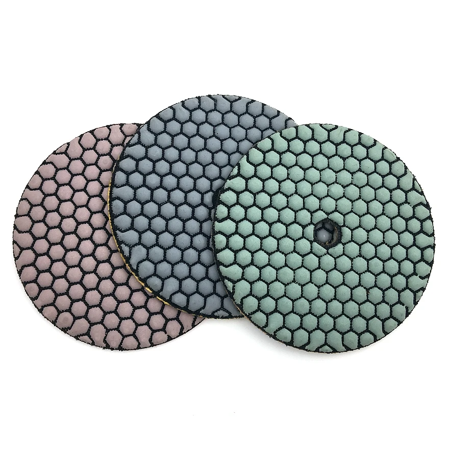 RIJILEI 10Pcs/Set 5 Inch Dry Polishing Pad 125mm Resin Diamond Grinding Disk Marble Granite Polishing Tool Abrasive