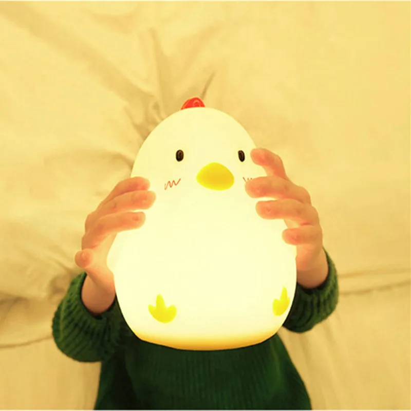 Ins Hot Creative Silicone Alarm Clock Wake Up Chicken Night Light Silicone Bedside Lamp Kids Room Night Light Free Shipping