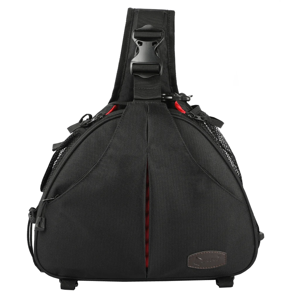 Canvas Sling Shoulder Bag Cross Body Triangle Camera Video Photo Tripod Case Waterproof w Rain Cover for Canon Nikon Sony SLR